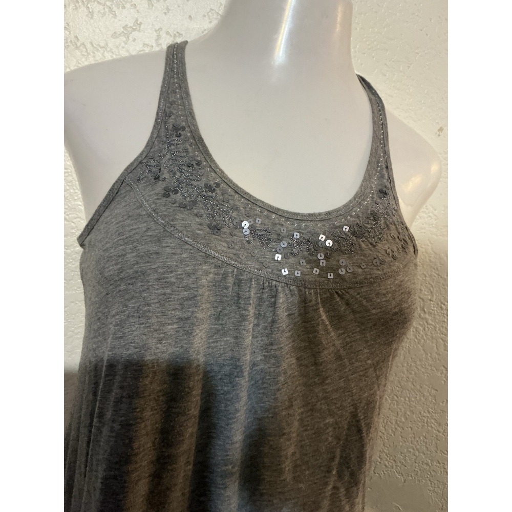 Aeropostale Gray Lace Beaded Tank Top Medium Fairy Boho Y2K - Picture 3 of 6